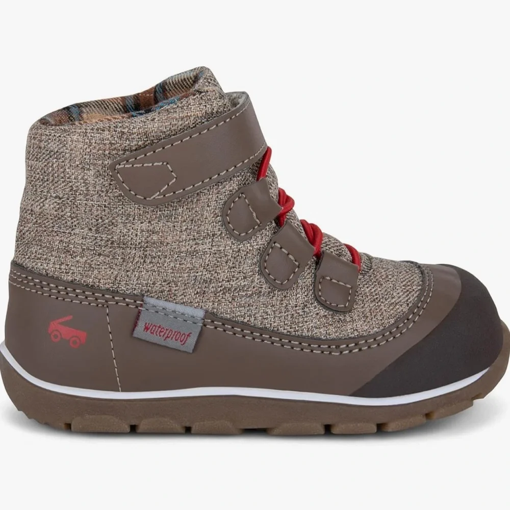 See Kai Run Brown and Red waterproof &insulated winter boots for little kids 4